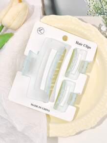 3 Stücke Set Kartenetui, frühlings-/sommerlicher, boho-süßer matter hellblauer quadratischer Haarclip, einfaches Strand-Haaraccessoire