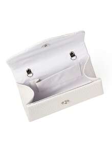 1pc Woven Pattern PU Material Clutch Bag, Embellished With Delicate Rhinestones, Suitable For Carrying By Hand/Wrist, Cross-Body, Applicable For Wedding, Party, Prom, Evening Events