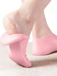 Soothing Moisturizing Silicone Socks,Silicone Skin Care Footmuffs Moisturizing Foot Socks Anti-Cracking Softening Callus Cuticle Foot Cover Foot Mask Massage Moisturizing Foot Care Socks,Highly Absorbent Stretch Stockings, Reusable Aloe Vera Socks, Overnight Spa Socks, Non-Slip Gel High Heels (For Men And Women With Dry Skin, Rough Feet), Home Foot Care, To Use With Your Favorite Lotions And Creams(Random Color)