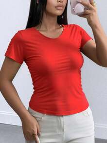 Women's Fashion T-Shirts - Elegant Summer Tees In 2-Pack And 3-Pack Options, Multiple Color Combinations For Stylish Outfits - 黑加紅加淺灰 - 查看 4