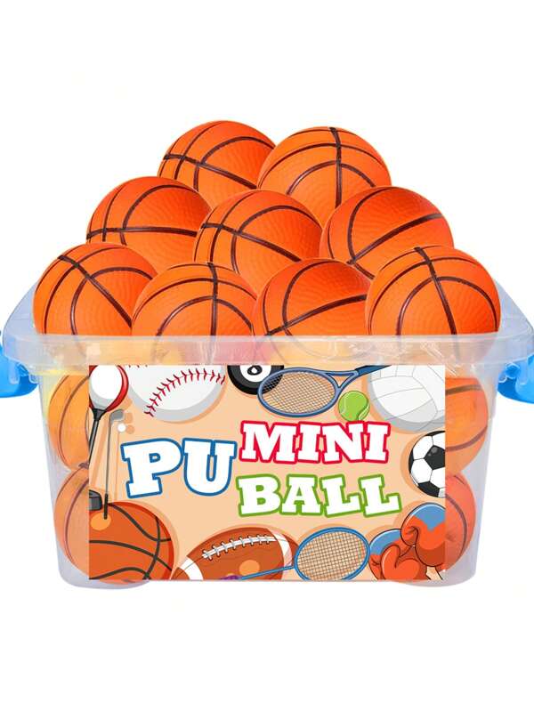 5/10/15/20 pièces Balles anti-stress thème sportif BTEC - designs de basket-ball en couleurs vibrantes - jouets portatifs durables en PU pour la relaxation (aléatoire)