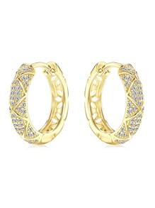 XUJIA 1 par de brincos de prata esterlina 925 para mulheres, brincos de argola de moissanita brilhantes com 0,9 mm e 0,8 mm, brincos de moissanita para mulheres, brincos da moda, joias, presentes com certificado GRA