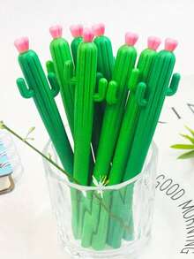 20pcs/Set[Cute Stationery Pens]6pcs/Set, Black Signature Pens, Office Supplies, Creative Cactus Plant Design, Back To School, Study Supplies, Cute Stationery, Campus Style, Stationery, Writing Pens, Unique Gift, Affordable Item - Green - View 5