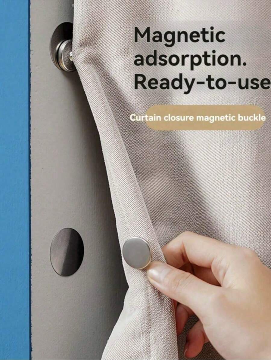 4 件/2 对窗帘夹，磁性遮光窗帘夹，磁性浴帘夹，无需钻孔的窗帘架