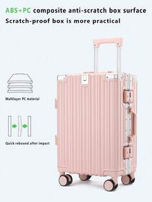 A 20-Inch Pink Luggage With Hooks And A Water Cup Holder And Spinner Wheels Is Suitable For Business Trips, School And Travel. Durable Suitcase Carry On Suitcase Hand Luggage Travel Trip Holiday Honeymoon Vacation Study Abroad Holiday Essentials Travel Accessories Ideal Choice For Gifts Men Women Boys Girls Student Couple Graduation Bag For School School Accessories School Stuff - Pink - View 6