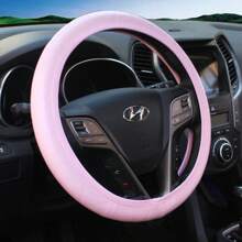 10pcs Pink Leather Steering Wheel Cover For Women Cute Car Accessories Set With Seat Belt Covers Car Coasters Bling Start Button Ring Air Vent Clip