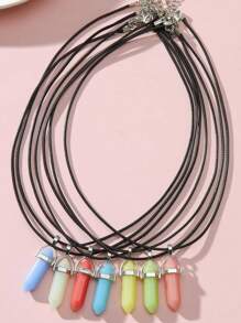 7pcs/Set Glow Crystal Ball Pendant Necklaces Set, With Luminous Hexagon Stone Colorful Hexagon Prism Pendant Necklaces, Friendship Gift Set For Best Friends/Family