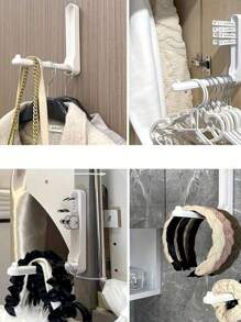 2PCS/1PC Hangers Save Space, Foldable Hanging Storage Device, Hanger Hook Organizer And Hanger Storage Rack That Can Accommodate Velvet/Wood/Plastic Hangers, Multi-Functional Non-Porous Storage Rack