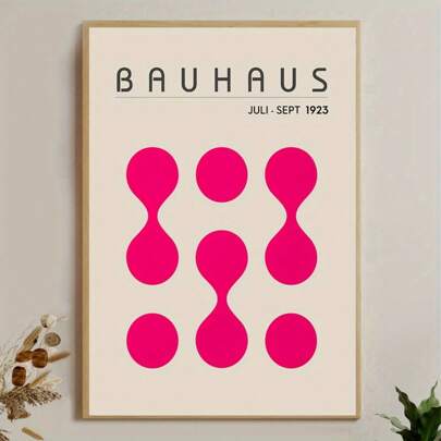 1pc Gift Contemporary Round Canvas Art Print Vintage Bauhaus Modern For Living Room Bedroom Bathroom Wall Arts Posters Decor Home And Dormitory Decor No Frame