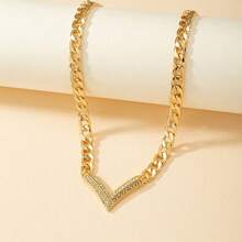 Collier ras-du-cou avec cristaux de forme géométrique en V, design personnalisé élégant, convient au style Insta