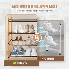 Expandable Shoe Rack, 44 Pairs Stackable Small Shoe Rack, Metal Adjustable Shoes Organizer For Closet, Entryway, Hallway, Garage, Front Door, Shoes Shelves, Black 10 Tier - Bamboo/Black - View 6