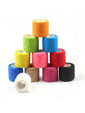 Set de 2 rollos de vendaje elástico autoadhesivo de colores mixtos - Cinta deportiva para el tobillo, la rodilla y la muñeca - Tela no tejida, prevención de lesiones en el fútbol - Anchura de 1.97 pulgadas, venda articular multiuso, venda elástica deportiva de seda de araña, venda autoadhesiva para mascotas al aire libre, venda elástica no tejida a medida, accesorios de gimnasio a medida