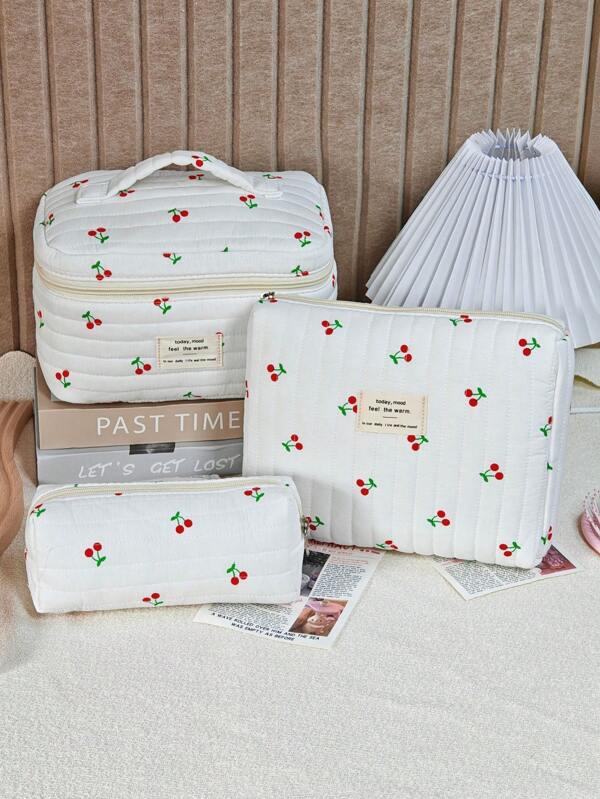 حقيبة تخزين مستحضرات تجميل كبيرة السعة وخفيفة الوزن منقّطة بأقمشة معدّة بوظائف متعددة، حاويات بسيطة للرحلات