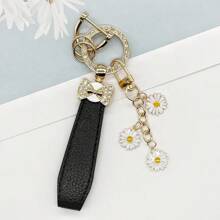 Bowtie & Sakura Duo! 1 Alloy Metal Leather Strap Keychain, Hang Car Keys, Door Keys, Bags – Stylish & Practical!