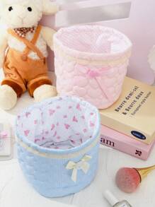 A Blue Round Storage Basket, Quilted Storage Bag, Cute Storage Basket, Home Goodies, Desktop Storage Basket, Sundries Storage Basket, Bag