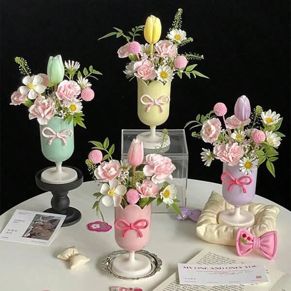 1/5 صندوق تغليف باقة أزهار الزنبق، صندوق هدية DIY، صندوق حمل الهدايا، مزهرية، ديكور منزلي، علبة أقلام، حامل أقلام، يمكن استخدامها لحفظ الأقلام والأقلام الرصاص، مناسبة لوضع الزهور الاصطناعية وديكور المنزل، مزهرية زجاجية