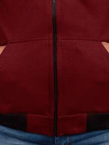 Sweatshirt Coat Cold Weather Blouse Sports Jacket Open Tracksuit - Burdeos - Ver 3