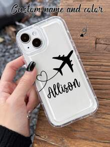 1pc Customized Minimalist Transparent Cute Airplane Design Personalized Travel Commemorative Phone Case Protective Cover For A13, A14, A15, A16, A33, A34, A35, A52, A53, A54, A55, S20, S21, S22, S23, S24, S25, Ultra Plus, 11, 12, 13, 14, 15, 16 Pro Max