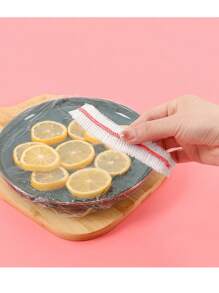 100PCS Disposable Plastic WrapFor Keeping Leftover Foods FreshWith Elastic And Self Seal Closure,Suitable For Covering Bowls AndDishes, Home Use