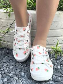 Women's Casual Ditsy Floral Flat Shoes, Fashion White Daisy Pattern, Suitable For Halloween, Christmas, Nightclub Parties, Soft, Comfortable, Breathable, Non-Slip, Plus Size, Outdoor Walking & Sports - White Powder - View 2