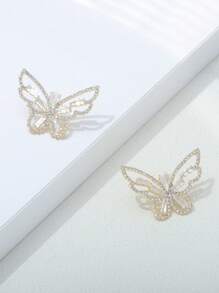 1 Pair Elegant Butterfly Zirconia Stud Earrings, Minimalist And Practical Multi-Purpose