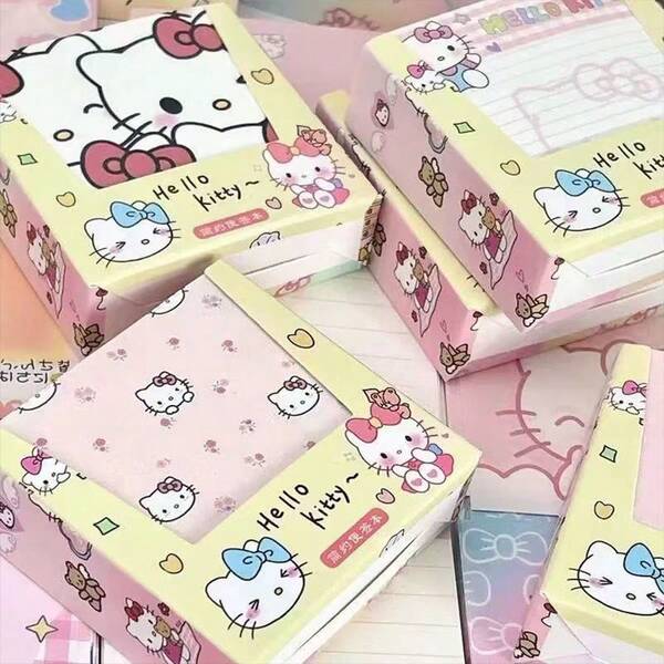 Sanrio Libreta de notas con diseño lindo de Hello Kitty, cuaderno de notas de alta calidad no adherente, planificador estudiantil femenino