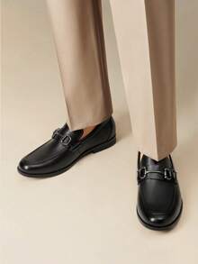 Men's Horsebit Loafers Patent Leather Classic Driving Moccasins For Business & Casual Slip-On,A Half To A Full Size Up To Accommodate Wider Feet - 黑色 - 查看 4