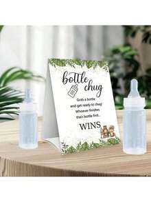 Bộ trò chơi bình sữa tiệc tiết lộ giới tính cho bé, có biển báo trò chơi theo phong cách rừng và bình sữa, lý tưởng làm quà tặng cho tiệc rửa tội cho bé, lễ tiết lộ giới tính, đồ trang trí tiệc trò chơi - Nhiều màu - Xem 3