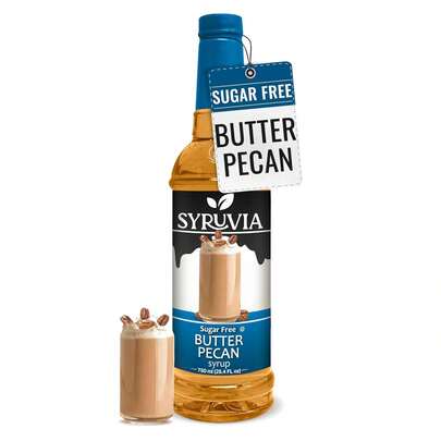 Syruvia Sugar-Free Butter Pecan Coffee Syrup - 25.4 Fl Oz Premium Coffee Flavoring Syrup - 0 Calorie- Kosher Coffee Syrups, Gluten Free, Perfect For Drinks, Soda, Shakes, Desserts, And More.