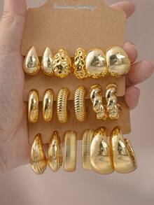 6-18 pezzi Orecchini a cerchio geometrici personalizzati alla moda, regalo per mamma, parenti, amici (Materiale: Plastica ABS) - Oro -1 - Visualizzare 14