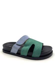 Sandalias deslizantes ajustables con logo H para mujer, pantuflas de primavera - Verde - Ver 9