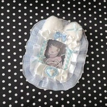 Portacarte per foto con orecchie di coniglio e gatto in peluche fatti a mano, pizzo, stile Kpop, materiale scolastico, per il ritorno a scuola