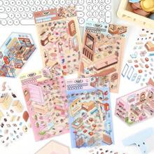 PET2.5D Landscape Sticker Little Corner Series Cartoon Miniature House Children's Fun Collage, School Supplies,Back To School