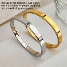 1 pièce Bracelet simple en acier inoxydable avec fermoir doré brillant, design minimaliste, unisexe