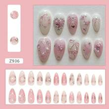 30Pcs Goth Press On Nails Medium Almond Fake Nails 3D Silver Alloy Chrome Glitter Design Y2k Glue On Nails Full Cover Glue On Nails Reusable Handmade Nails Black False Nails For Women Acrylic Nails