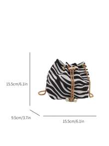 Women's Minimalist Zebra Striped Chain Shoulder Bag