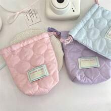 1 PC Cute Candy Colored Pink Blue Stripe Heart-Shaped Quilted Girls Drawstring Bag Instant Camera Storage Bag Skincare Makeup Bag Make Up Pouch Cosmetic Bag Multi-Function Portable Underwear Clothing Storage Bag Sanitary Napkin Bag,Travel Essential Storage Set For Short Trips,University Room Decoration Bedroom Decoration Storage Bag Travel Storage Bag Travel Essential Items Valentine's Day Gift,Makeup Bag,Make Up Bag,Makeup Bags,Cosmetic Bag,Makeup Organiser,Travel,Makeup Pouch,Bag,Vanity,Make Up Pouch,Travel Essentials,Pouch Bag,Travel Essential,Vanity Accessories,Small Makeup Bag,Makeup Pouch,Cosmetic Bag,Travel Essential,Large Capacity,Large Makeup Bag,Christmas Gifts,Pouch,Travel,Gifts For Women Travel Essential,Pouch,Clutch / Small Handbag, Makeup Organizer,Makeup Organize,Pouch,Brush Holder,Mini Pouch,Large Capacity Pouch,Gifts For Women,Christmas Gifts,Gift Ideas For Women