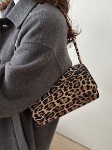 Túi đeo vai họa tiết da báo thời trang cổ điển thanh lịch Ví nữ họa tiết da báo tiệc tùng tiệc tùng thời trang đường phố đa năng - Màu Khaki - Xem 4