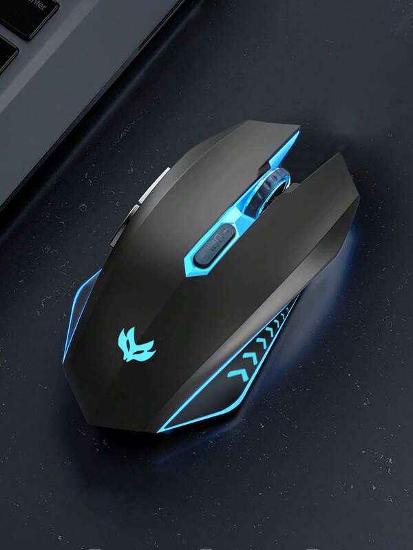 Ratón inalámbrico para juegos de 2,4 GHz con iluminación, recargable para laptop y computadora de escritorio