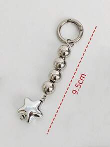 1 pieza Llavero de mujer con estilo INS, con cuentas de perlas y colgante de estrella para teléfono/accesorio de bolso Gótico - Plateado - Ver 3