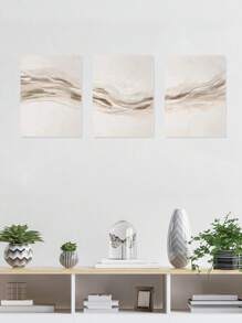 3 pièces de décoration murale moderne, impressions d'œuvres d'art abstraites à texture neutre, peintures sur canevas de lignes abstraites beiges, œuvres d'art décoratifs contemporains, art mural, peintures classiques, esthétique de la pièce, décoration de la maison, cadeau idéal, cadre en option