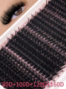 Fluffy Lashes Clusters 390/340pcs Individual Lashes Cluster Eyelash Extensions,40D+60D+80D+100D/80D+100D+120D+160D 4 Styles Mix Tray 5D Fluffy Lash Clusters Thick Cluster Eyelashes Extensions Individual Lashes Faux Mink Eyelash Clusters D/CC/DD Curl 10-18MM Mix Lash Extension Dramatic Eyelash Extensions Eyelashes Clusters.Wedding Bride Makeup Tools