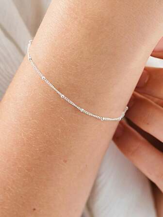 1入組時尚不銹鋼極簡手鏈適合女士日常裝飾