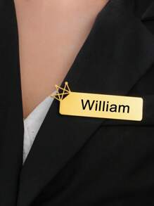 1 Edelstahl Quadratische Namens-Lasergravur Anstecknadel Geschäftsstil einfaches Anzug-Accessoire personalisiertes Urlaubsandenken Geschenk für Vater und Ehemann