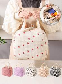 Borsa termica da pranzo per l'esterno, borsa isolante per lavoro, campeggio, picnic, carina in velluto a coste, borsa termica riutilizzabile
