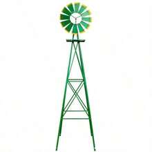 8FT Green Metal Windmill Yard Garden Decoration Weather Rust Resistant Wind Mill - Green - View 5
