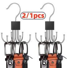 2/1pc 6-Hook Wooden Log Hanger Multi-Function 6 Rotation Hooks Hanger Wall-Mounted Belt Hanger Contemporary Closet Storage Accessory Multihook Hanger Space-Saving Organizer For Belts, Ties, Scarves, Bras & Underwear,Bedroom Room Decor,Back To School - Multicolor - View 1