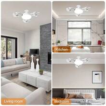 LED Smart Ceiling Fan Light 27/E26 Screw Port With Remote Control, Adjustable Brightness And 3 Speed Adjustment, Suitable For Bedroom, Living Room, Study, Kitchen And Bathroom - Modern Design, Suitable For All Seasons - 白色 - 查看 2
