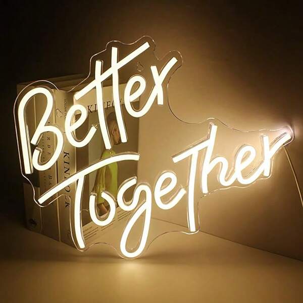 Neon Schild "Besser zusammen" USB betrieben mit einstellbarer Helligkeit als Wanddekoration, geeignet für Hochzeit, Party, Club, Jahrestag und Geburtstagsgeschenke