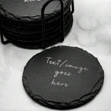 Slate Coasters, Drink Coasters, Engraved Rock Stone Coasters, Custom Handmade Wedding Gift Set, Personalized Housewarming, Bar, Beer Favors
